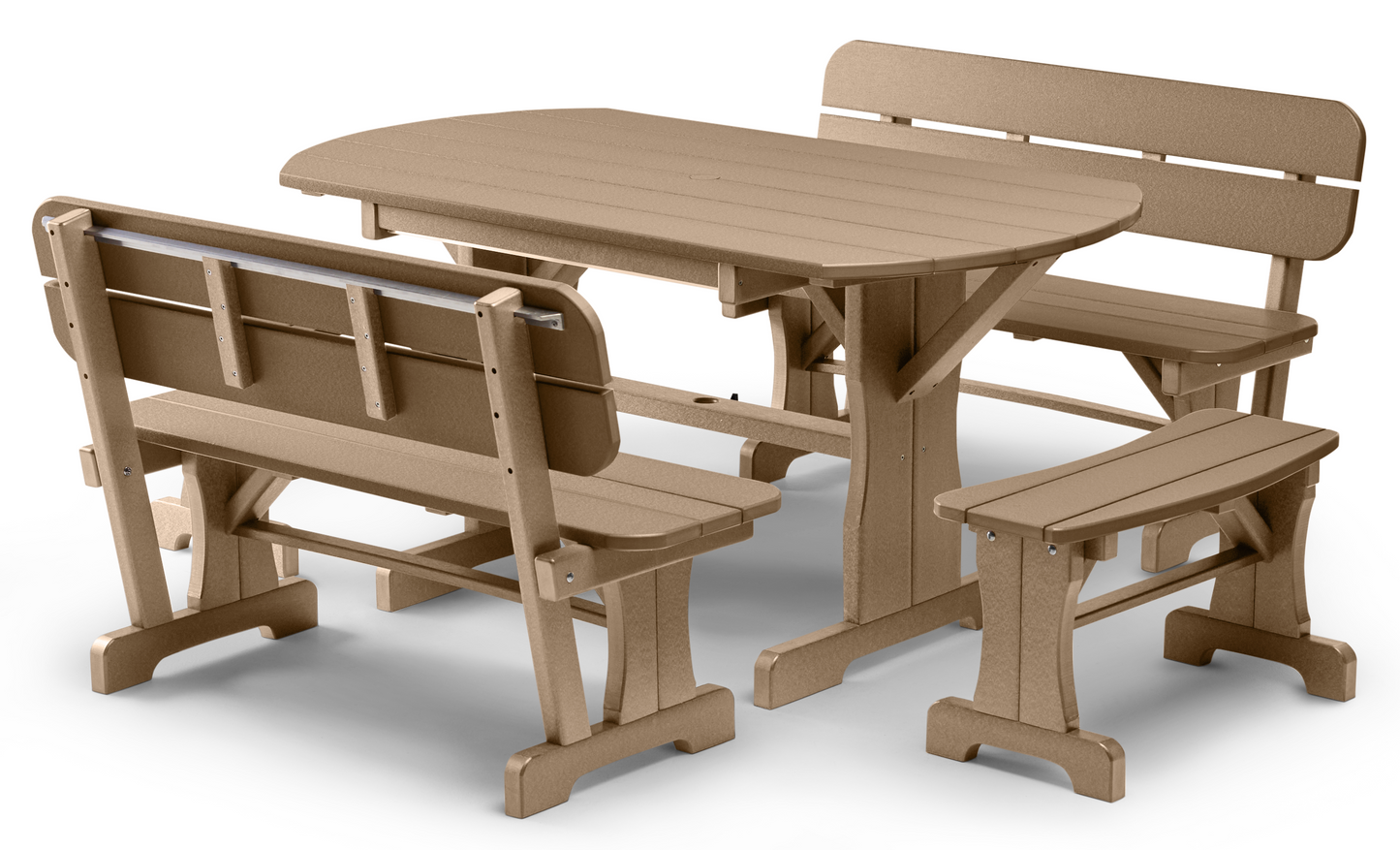 33" X 60" Oval Picnic Table Set with Benches