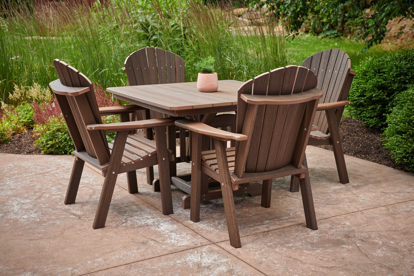 44" Square Outdoor Dining Table Set with Saratoga Chairs